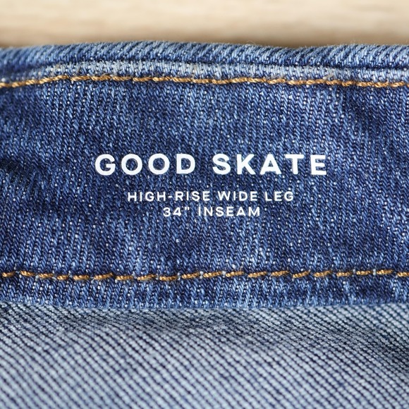 Good American Good Skate Jeans Womens 36x29 Blue Denim High Rise Wide Leg Baggy - Picture 9 of 15